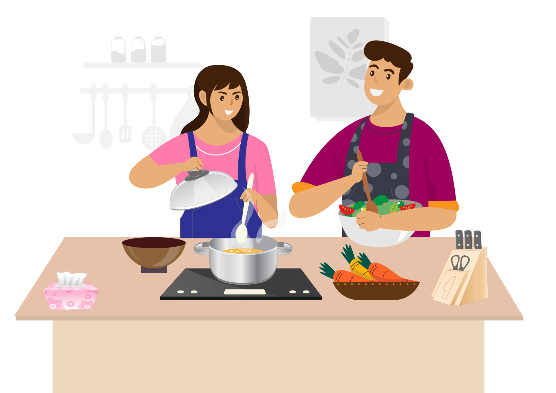 deco image couple cooking