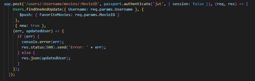 Screenshot of Movie Database API code