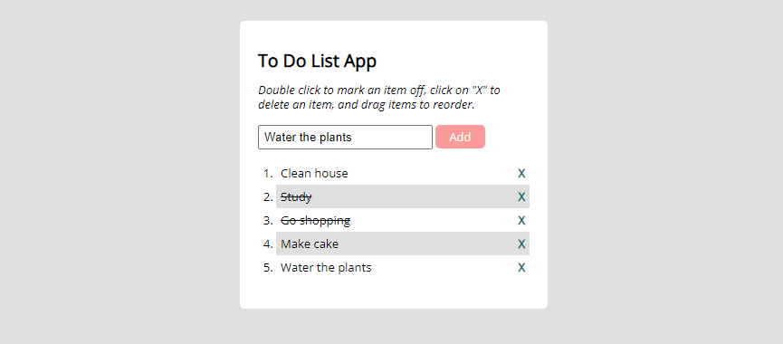 Screenshot of To-do List App project