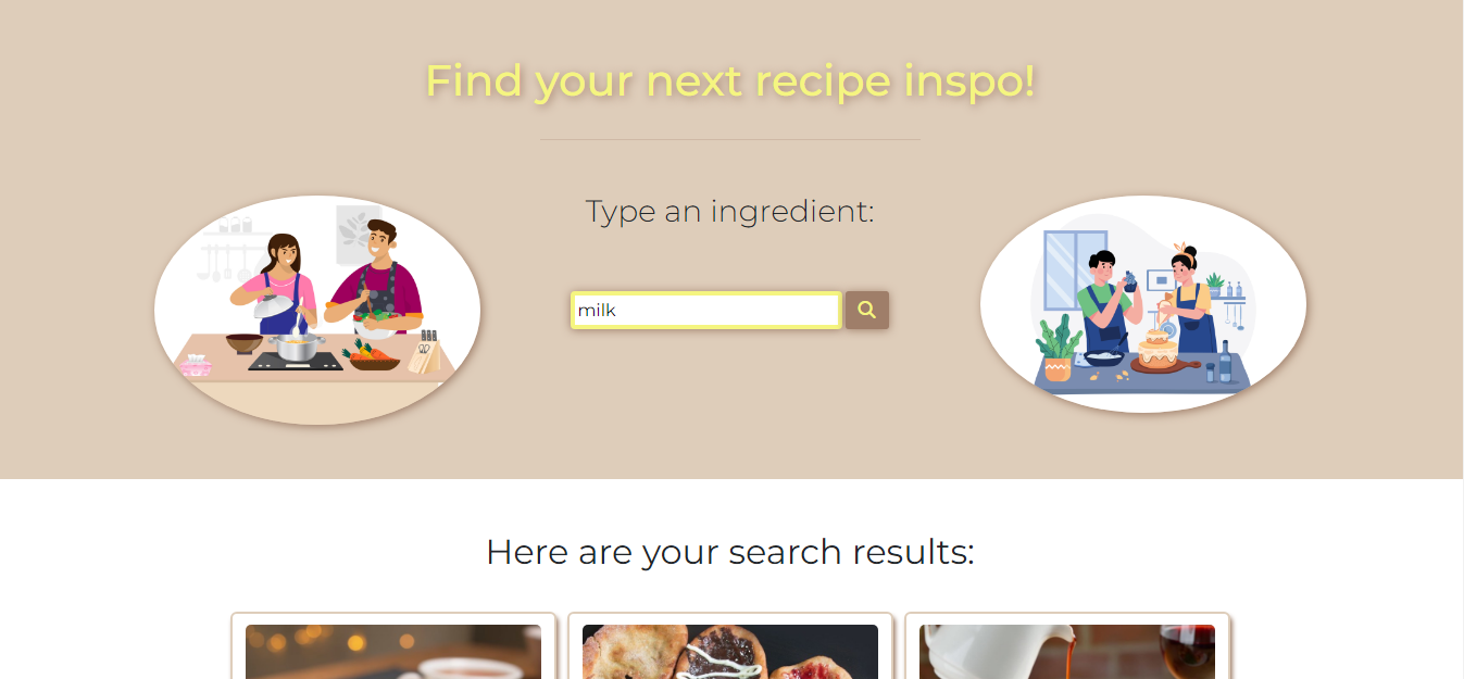 Screenshot of Recipe App project